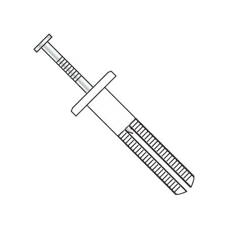 Newport Fasteners Nail Drive Anchor, 1/4" Dia., 2" L, Nylon Zinc Plated, 100 PK 549919